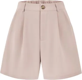 KIRUNDO Shorts for Women Dressy Casual Summer Elastic Waist in The Back Pleated Wide Leg Tailored Work Trouser Shorts