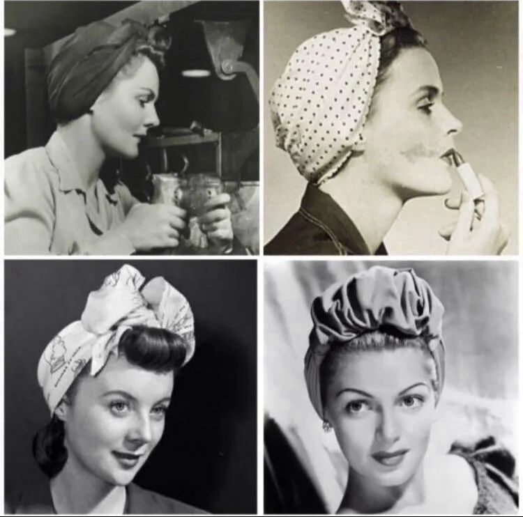 Made To Order: BOW KNOT 1940s Pre-tied Stretchy Turban in 8 colours: red, black, leopard, olive green, mustard, rust, grey & navy.