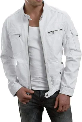 Mens Distress Leather Jackets Motorcycle Bomber Biker Stylish Outerwear Zipper Black Jacket (as1, alpha, m, regular, regular, White)
