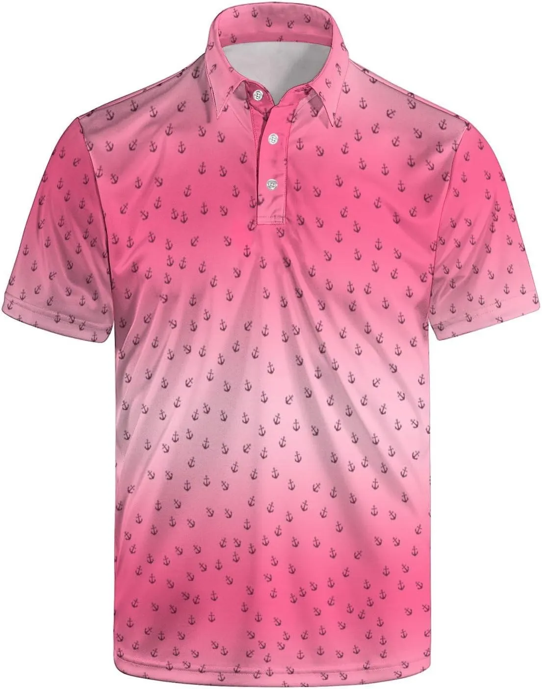 Men's Funny Golf Polo Shirts Quick Dry Blue Cartoon Short Sleeve Polo Shirts