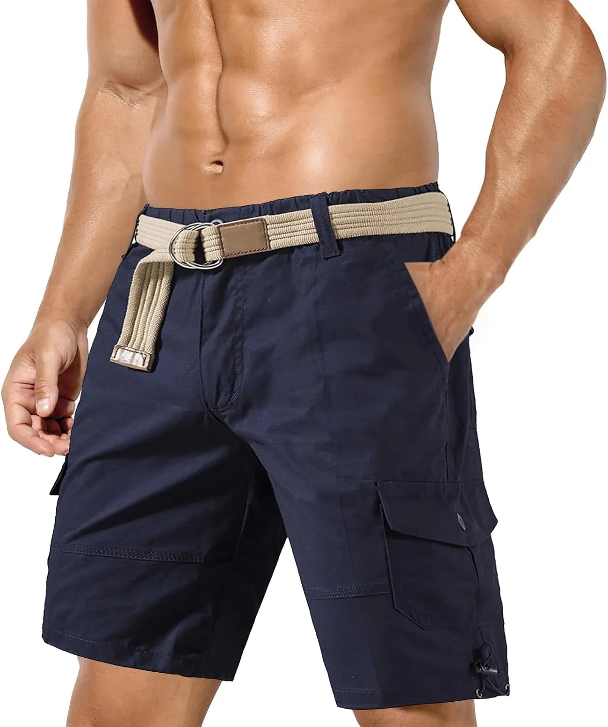 Mens Resort Wear 2025 Stretch Cargo Shorts Lightweight Wide Leg Work Shorts Summer Outdoor Multi Pockets Travel Pants