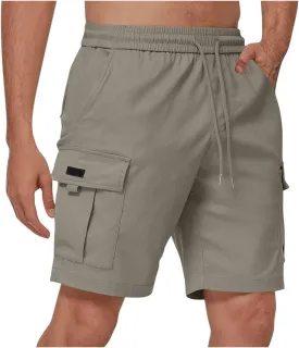 Men's Shorts Hiking Cargo Casual Outdoor Drawstring Elastic Waist Shorts Multi Pockets Fashion Summer Short Pants