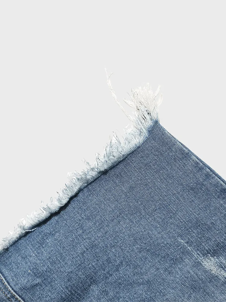 Mid-Length Denim A-Line Skirt