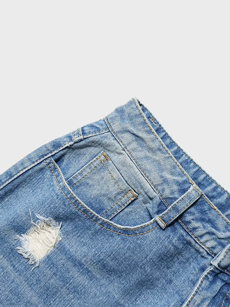 Mid-Length Denim A-Line Skirt