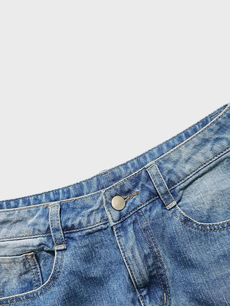 Mid-Length Denim A-Line Skirt