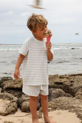 Mini Rib Stripe Shorts (Pale Blue)