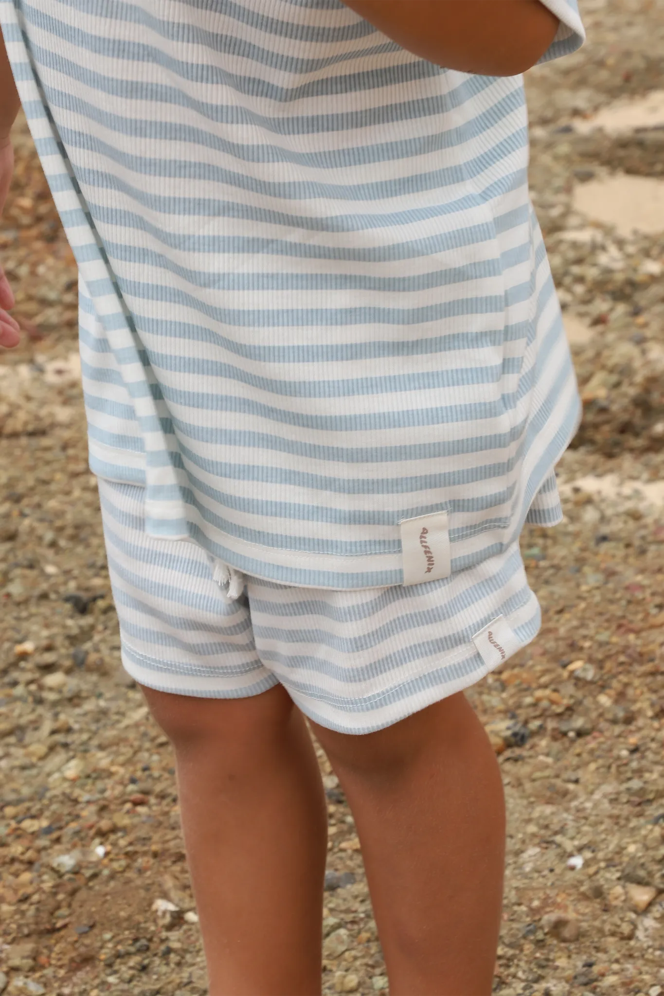 Mini Rib Stripe Shorts (Pale Blue)