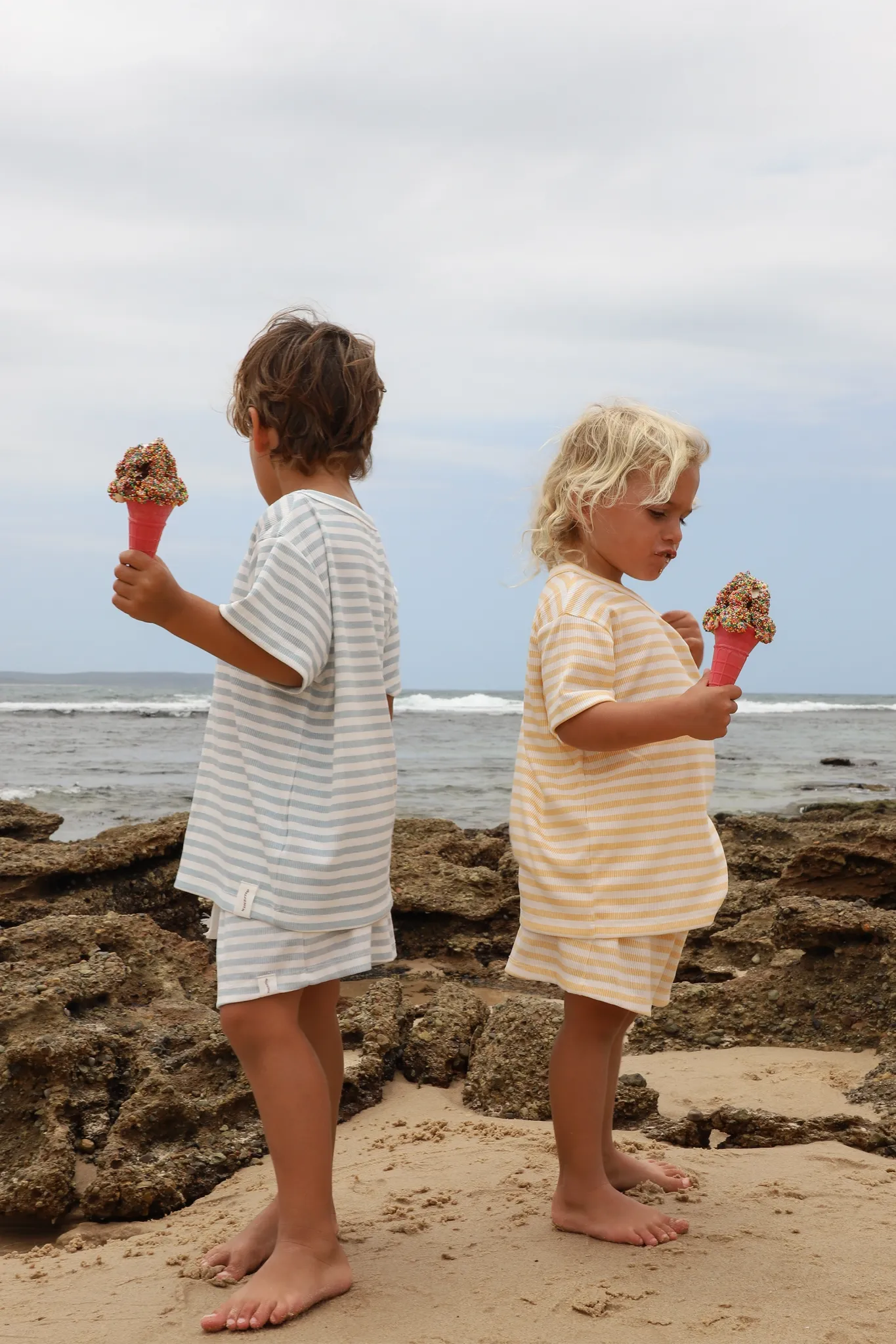 Mini Rib Stripe Shorts (Pale Blue)