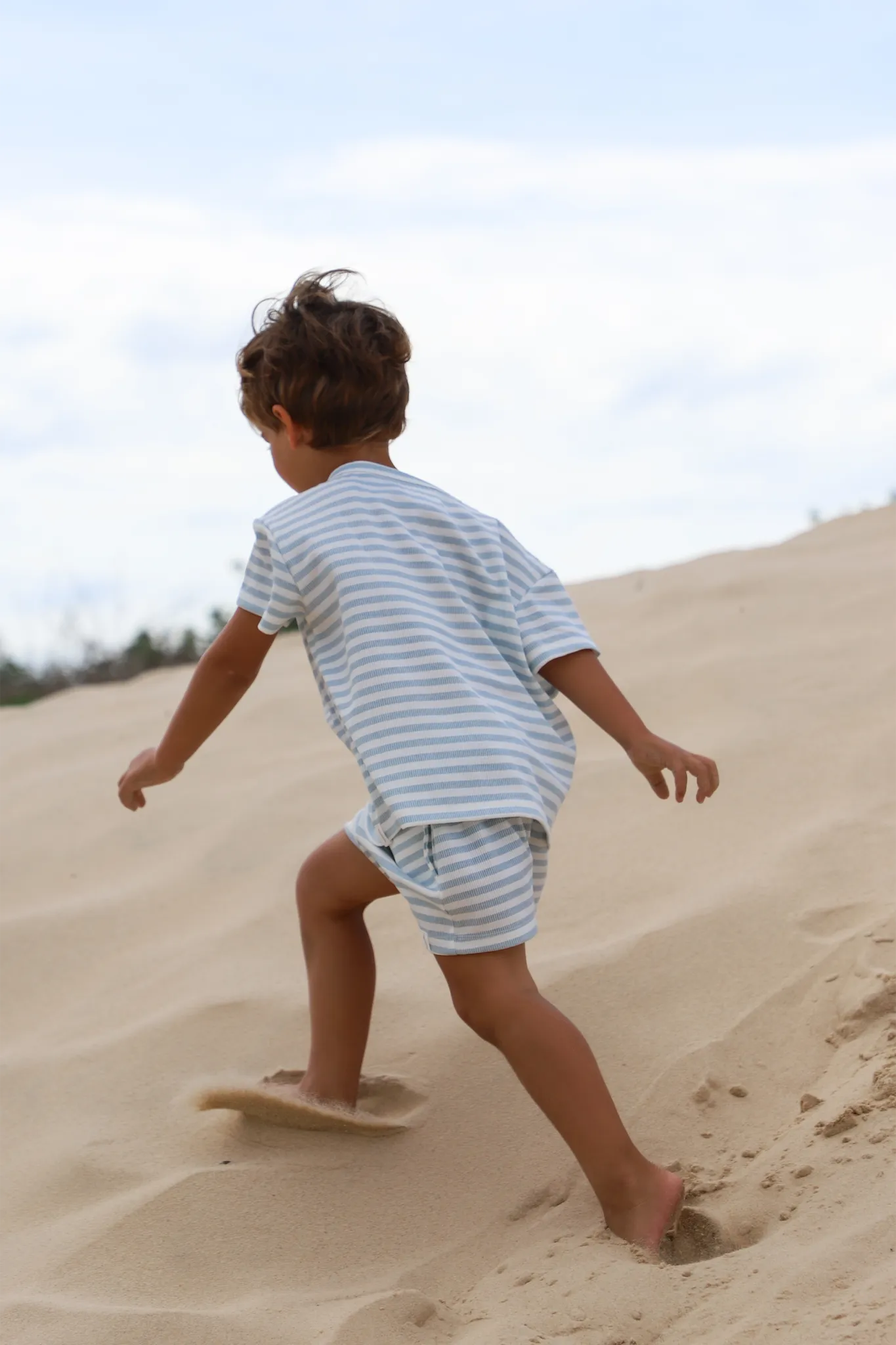 Mini Rib Stripe Shorts (Pale Blue)