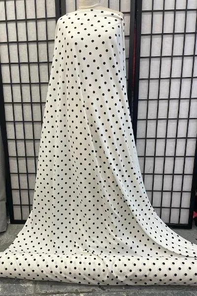 Off-White & Black Polka Dot Poly Jersey