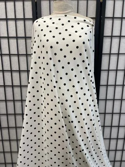 Off-White & Black Polka Dot Poly Jersey