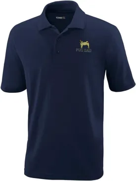 Performance Golf Tees Dog Pet Pug Dad Embroidery Polyester Short Sleeves Polo Shirts for Men Navy X Large