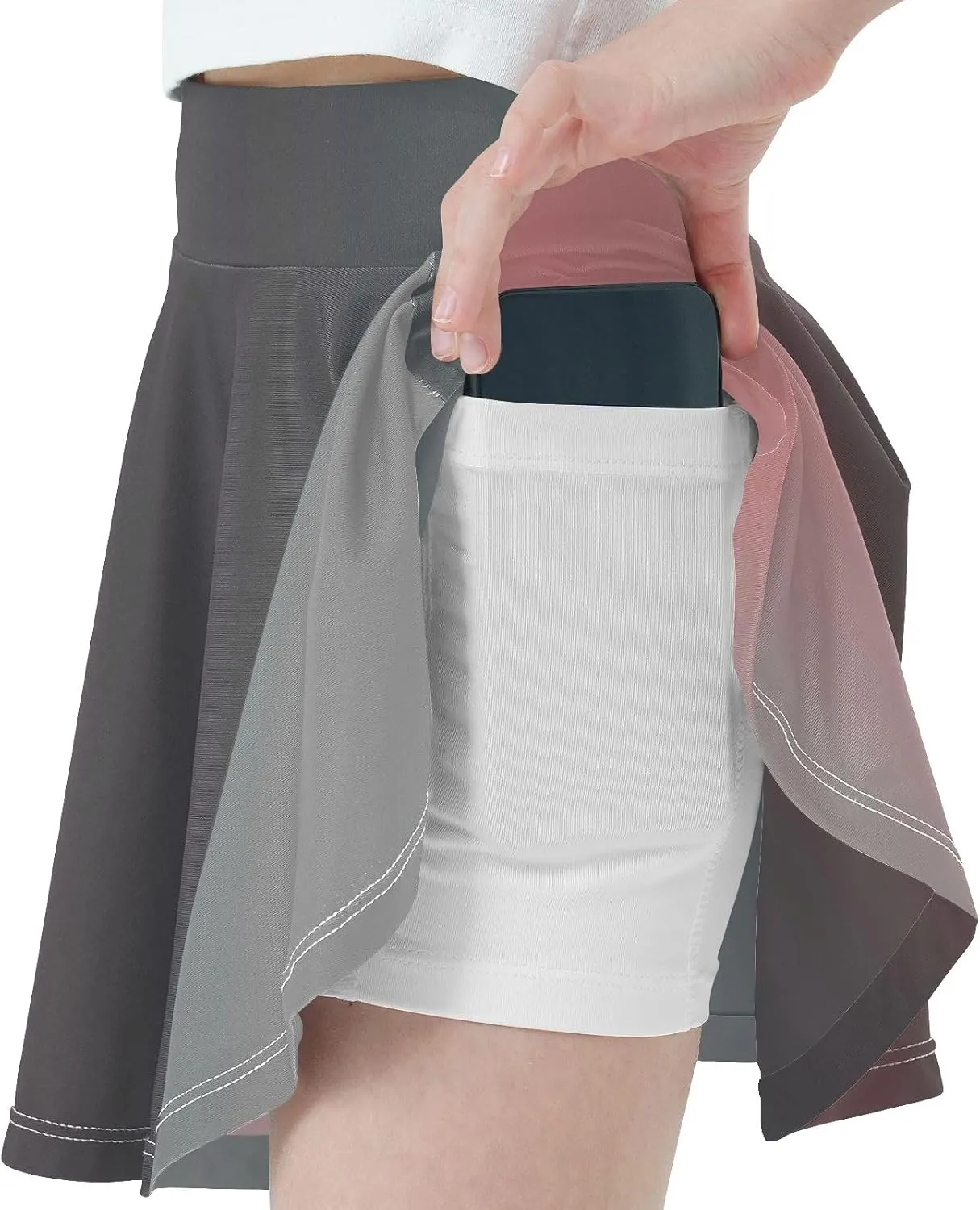 Pink and Black Gradient Ombre Little Girls High-Waisted Polyester Athletic Skorts with Built-in Shorts for Activewear Age 3-4