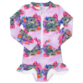PREORDER Koala Love Girls Long Sleeve Zip Swimmers (Ships w/c 2nd Dec)