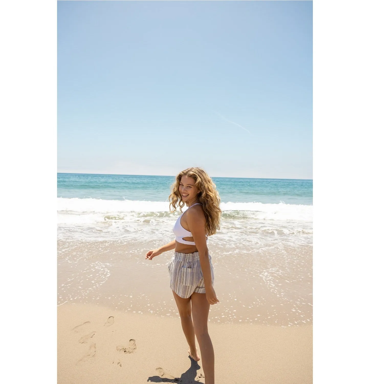 Printed Drawstring Linen Shorts - Taupe Multi