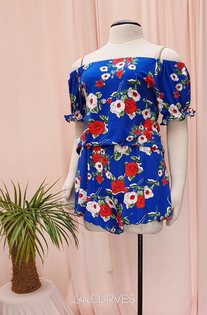 Puff Sleeves Top and Shorts Shorty Set - Blue Princess