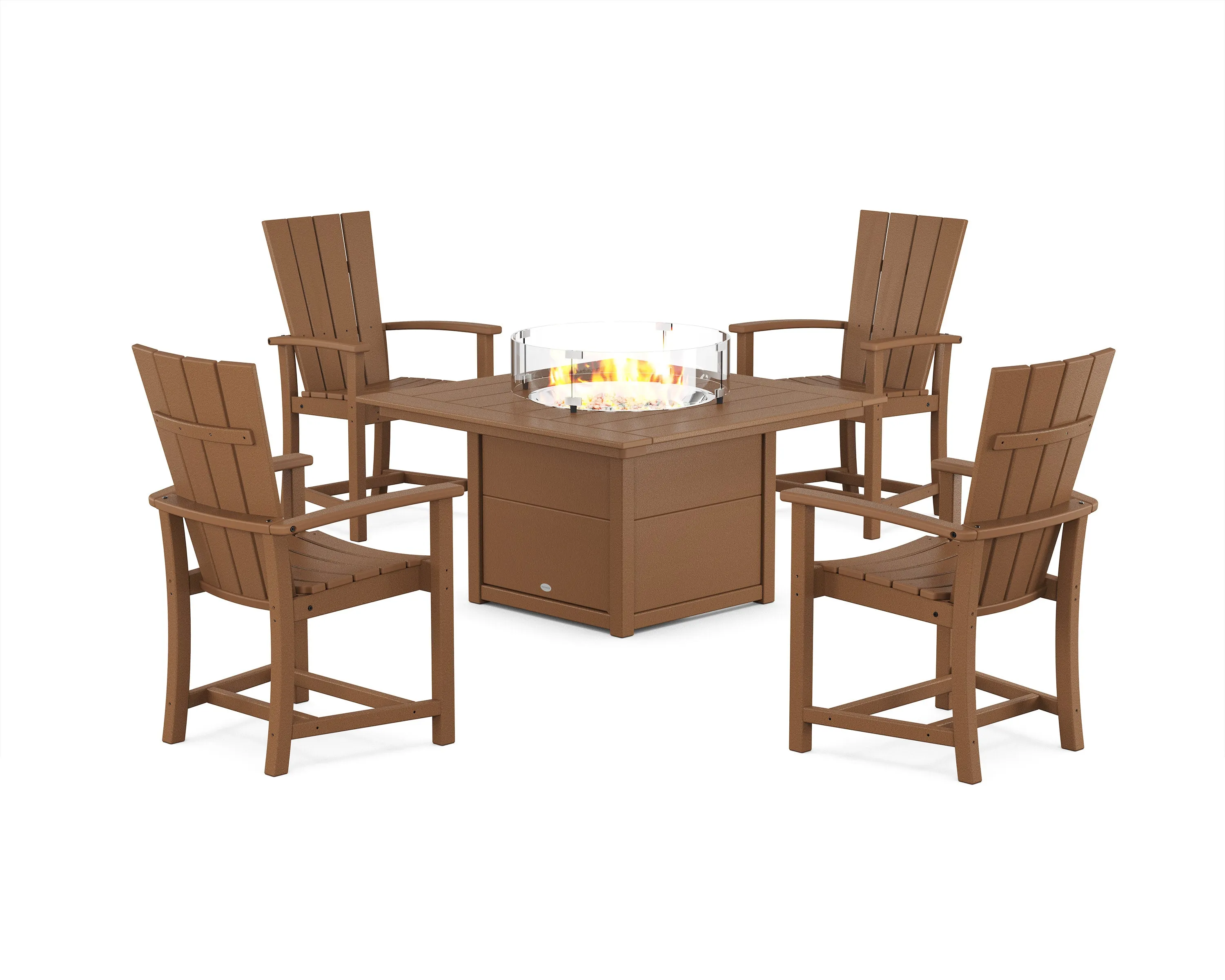 Quattro 4-Piece Upright Adirondack Conversation Set with Fire Pit Table