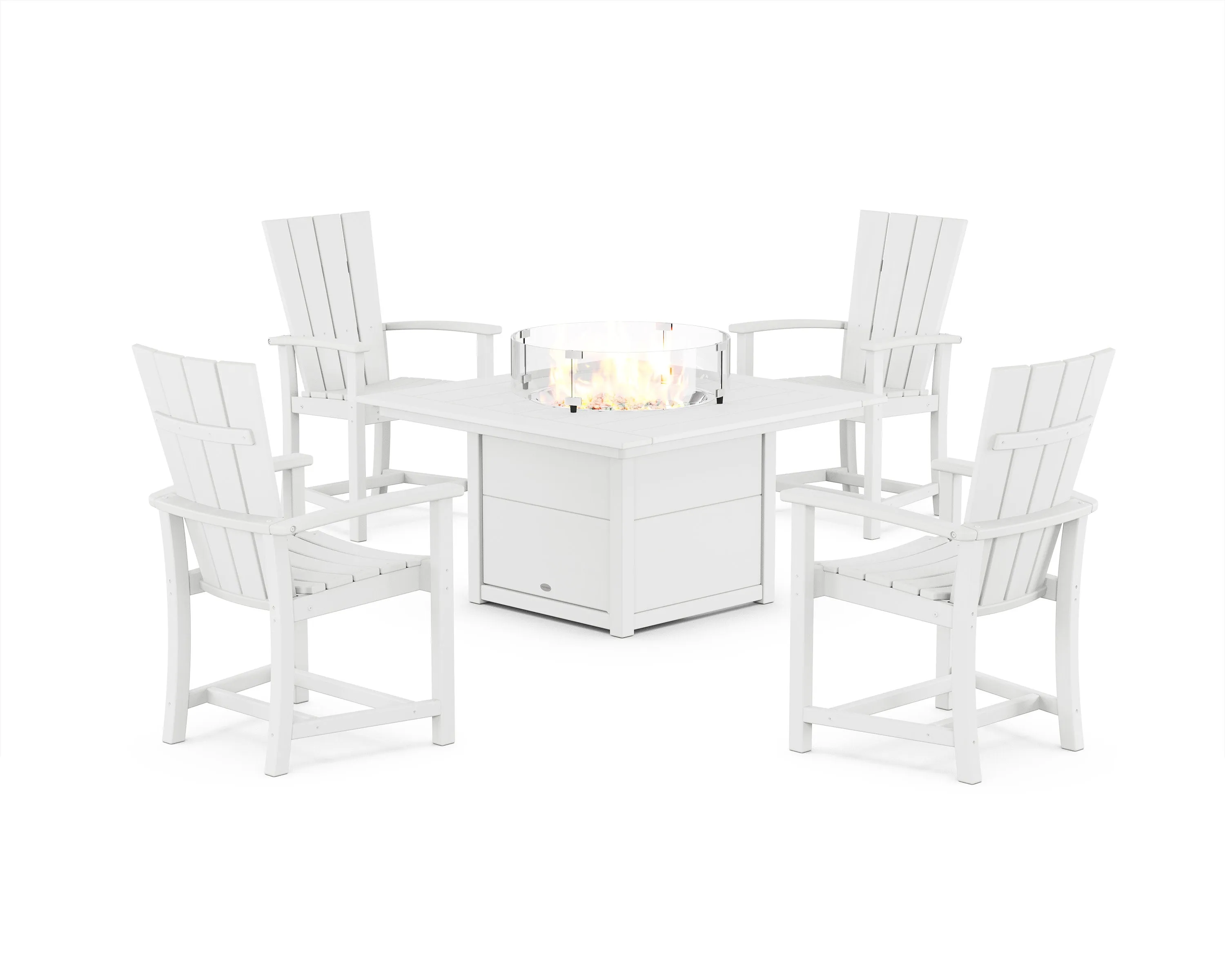 Quattro 4-Piece Upright Adirondack Conversation Set with Fire Pit Table