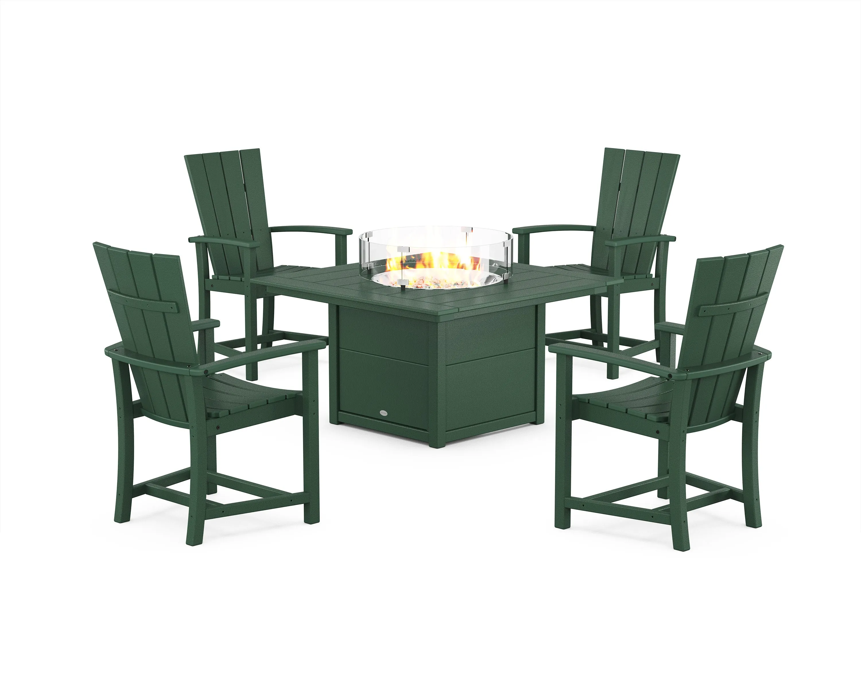 Quattro 4-Piece Upright Adirondack Conversation Set with Fire Pit Table