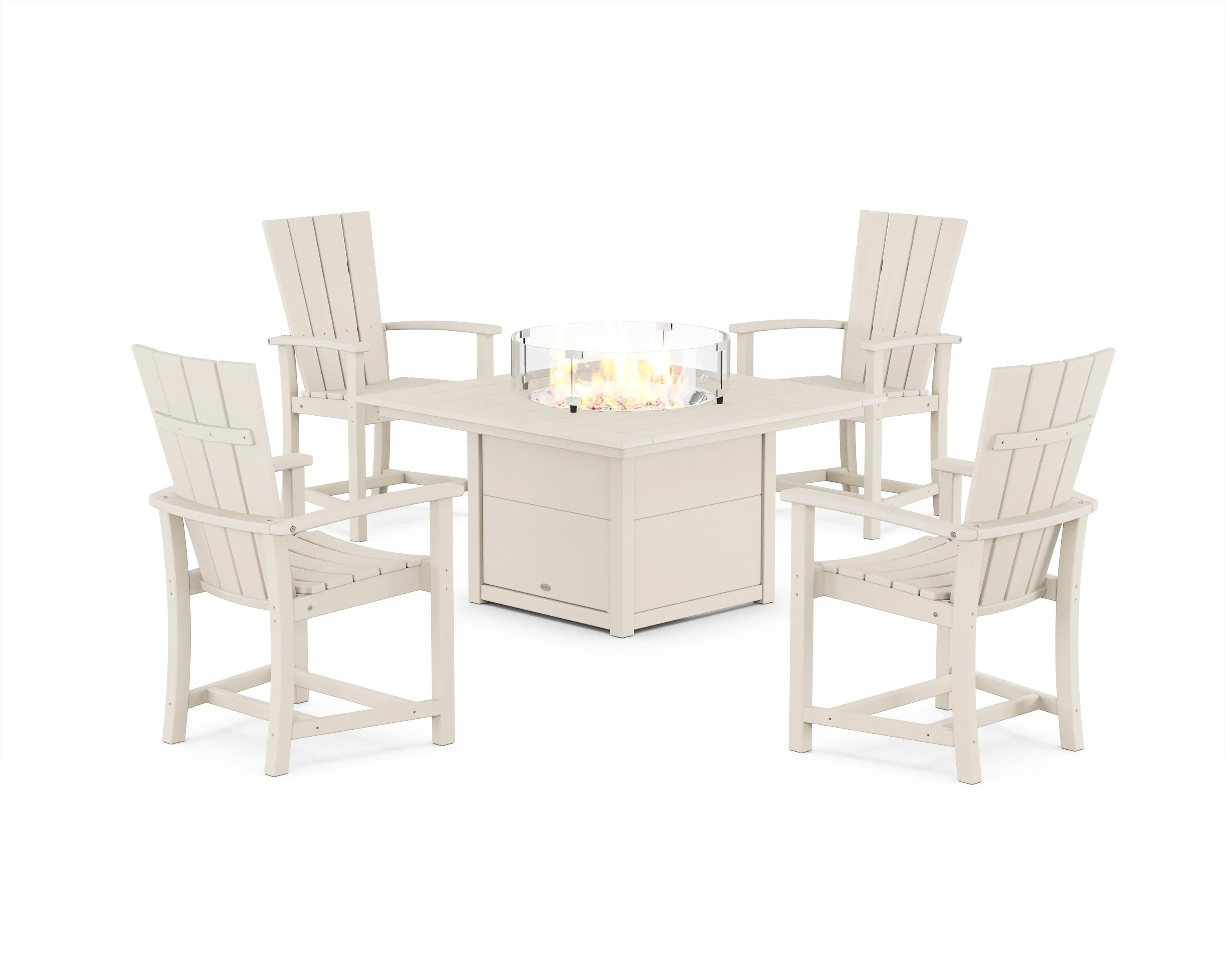 Quattro 4-Piece Upright Adirondack Conversation Set with Fire Pit Table