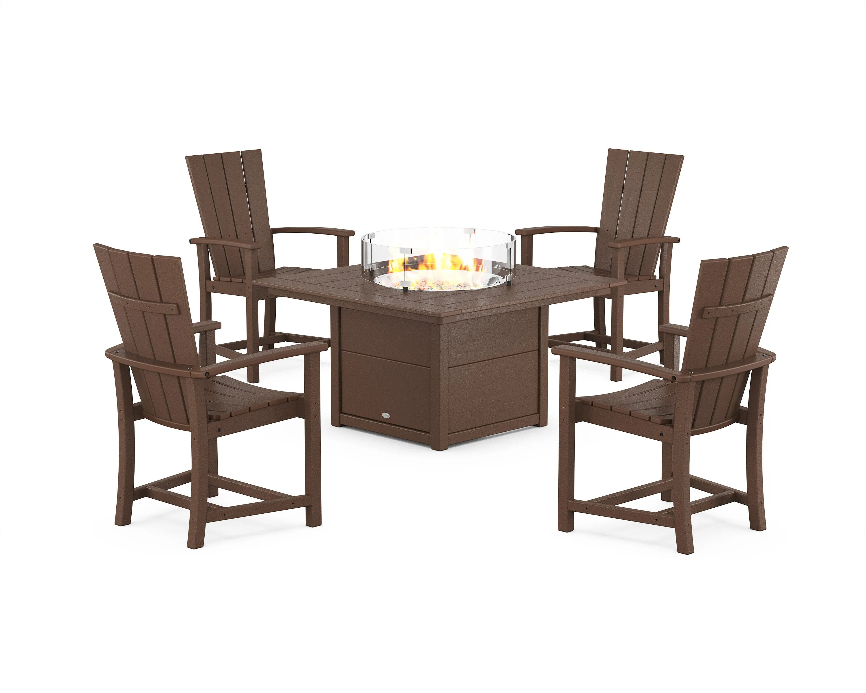 Quattro 4-Piece Upright Adirondack Conversation Set with Fire Pit Table