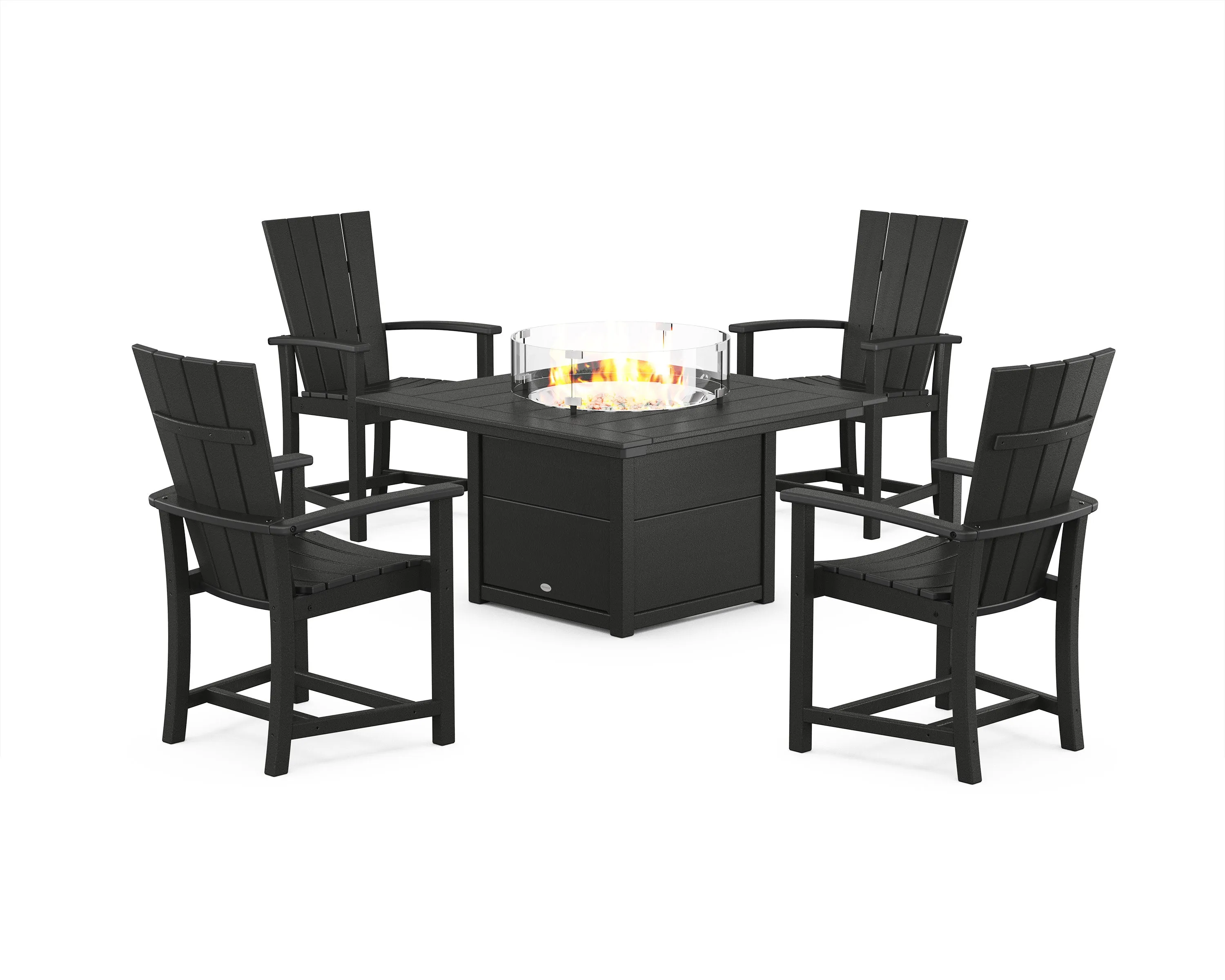 Quattro 4-Piece Upright Adirondack Conversation Set with Fire Pit Table