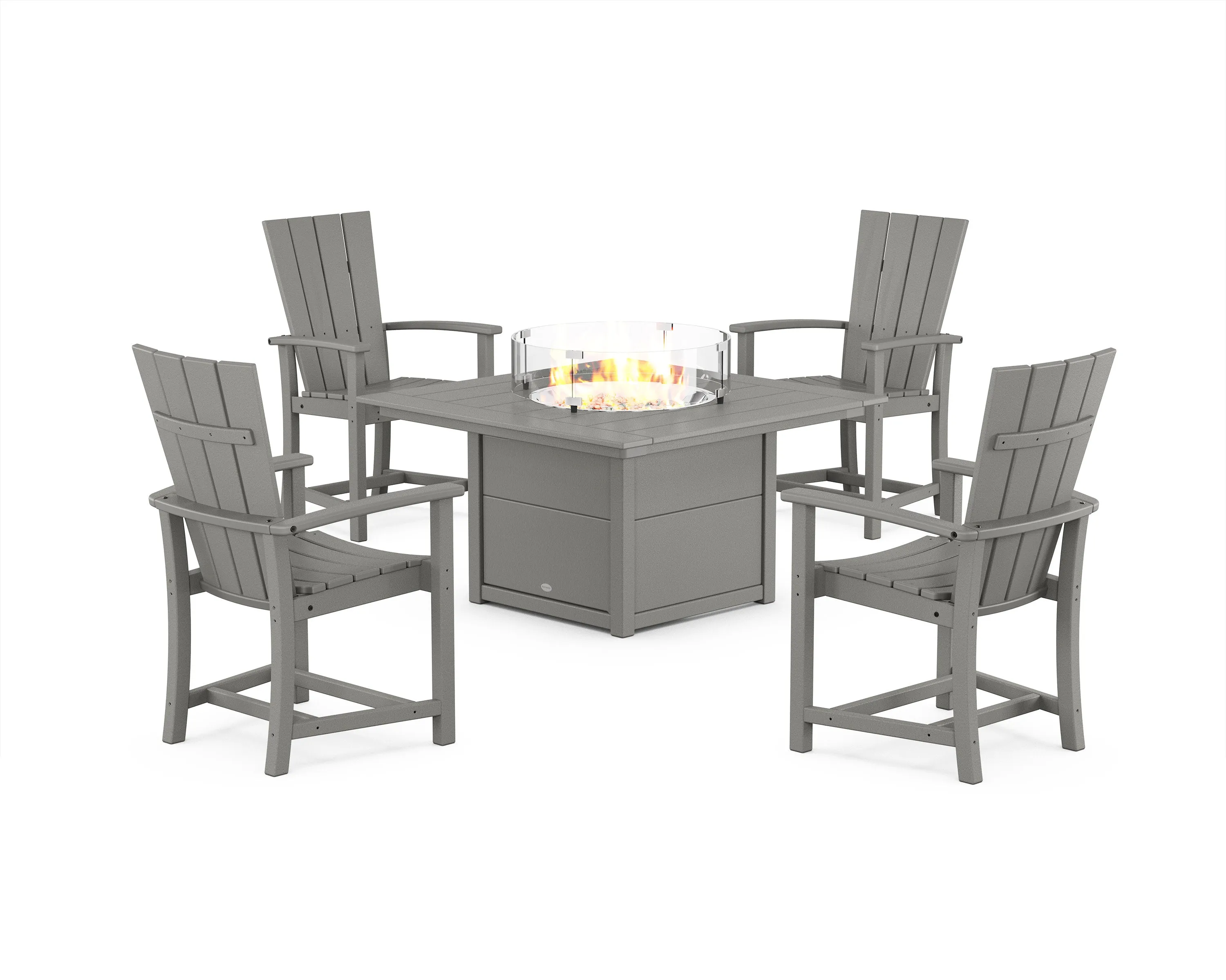 Quattro 4-Piece Upright Adirondack Conversation Set with Fire Pit Table