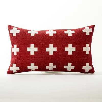 Red Geometric Lattice Pillow Cushion Cover
