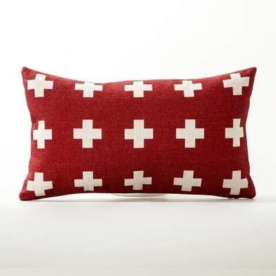 Red Geometric Lattice Pillow Cushion Cover