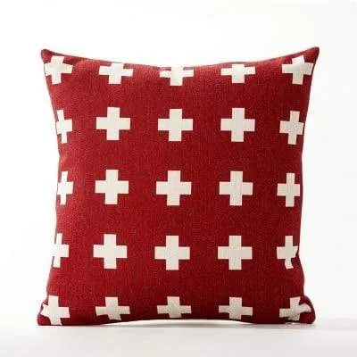 Red Geometric Lattice Pillow Cushion Cover