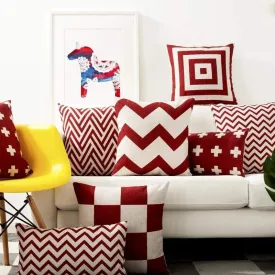 Red Geometric Lattice Pillow Cushion Cover