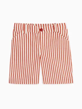 Red Stripe Romo Boy Cotton Shorts
