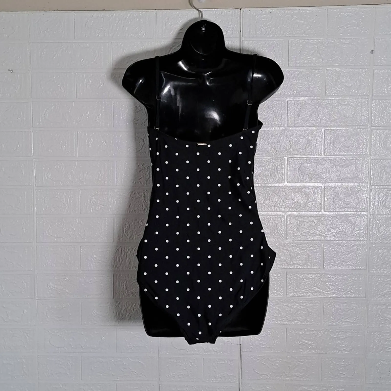 Relleciga Tummy Control Ruched Swimwear Polkadot Black Large