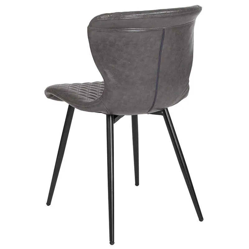 Riverway Gray Vinyl Upholstered Chair Black Metal Legs
