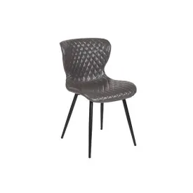 Riverway Gray Vinyl Upholstered Chair Black Metal Legs