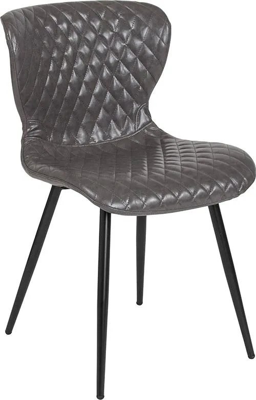 Riverway Gray Vinyl Upholstered Chair Black Metal Legs