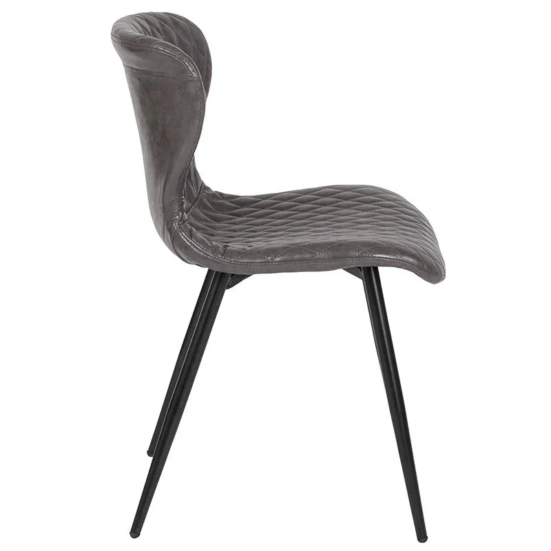 Riverway Gray Vinyl Upholstered Chair Black Metal Legs