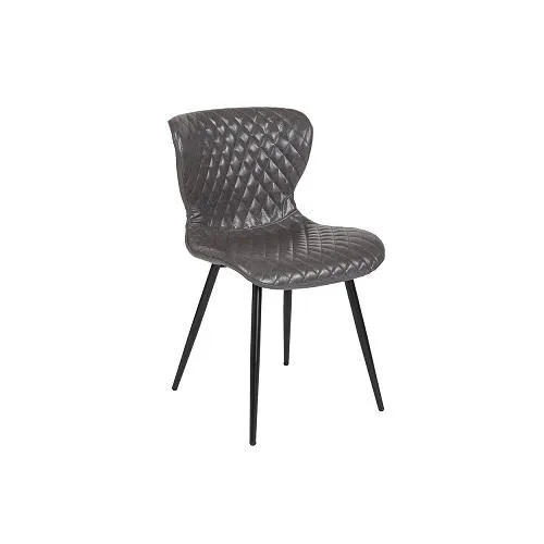 Riverway Gray Vinyl Upholstered Chair Black Metal Legs