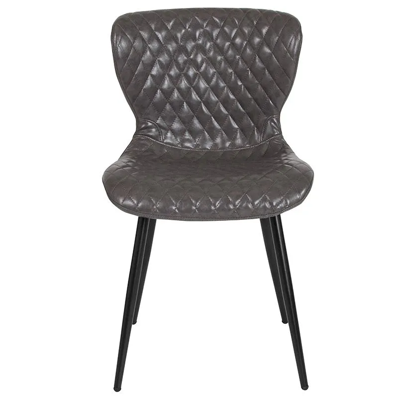 Riverway Gray Vinyl Upholstered Chair Black Metal Legs