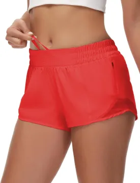 Running Shorts for Women Athletic Shorts Quick-Dry Gym with Zipper Pockets Workout Sports Shorts