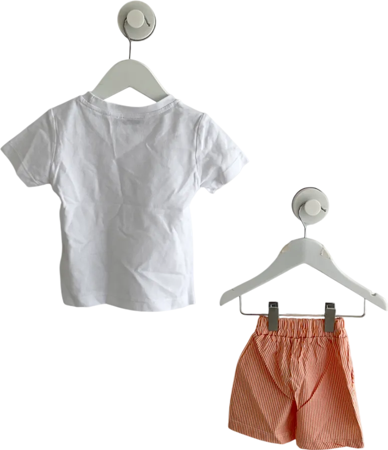 Samli Premium collection Orange And White Striped Shorts With Matching Smart Shirt 9-12 Months