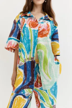 SANTANA COLLARED SHIRT- RED TULIPS