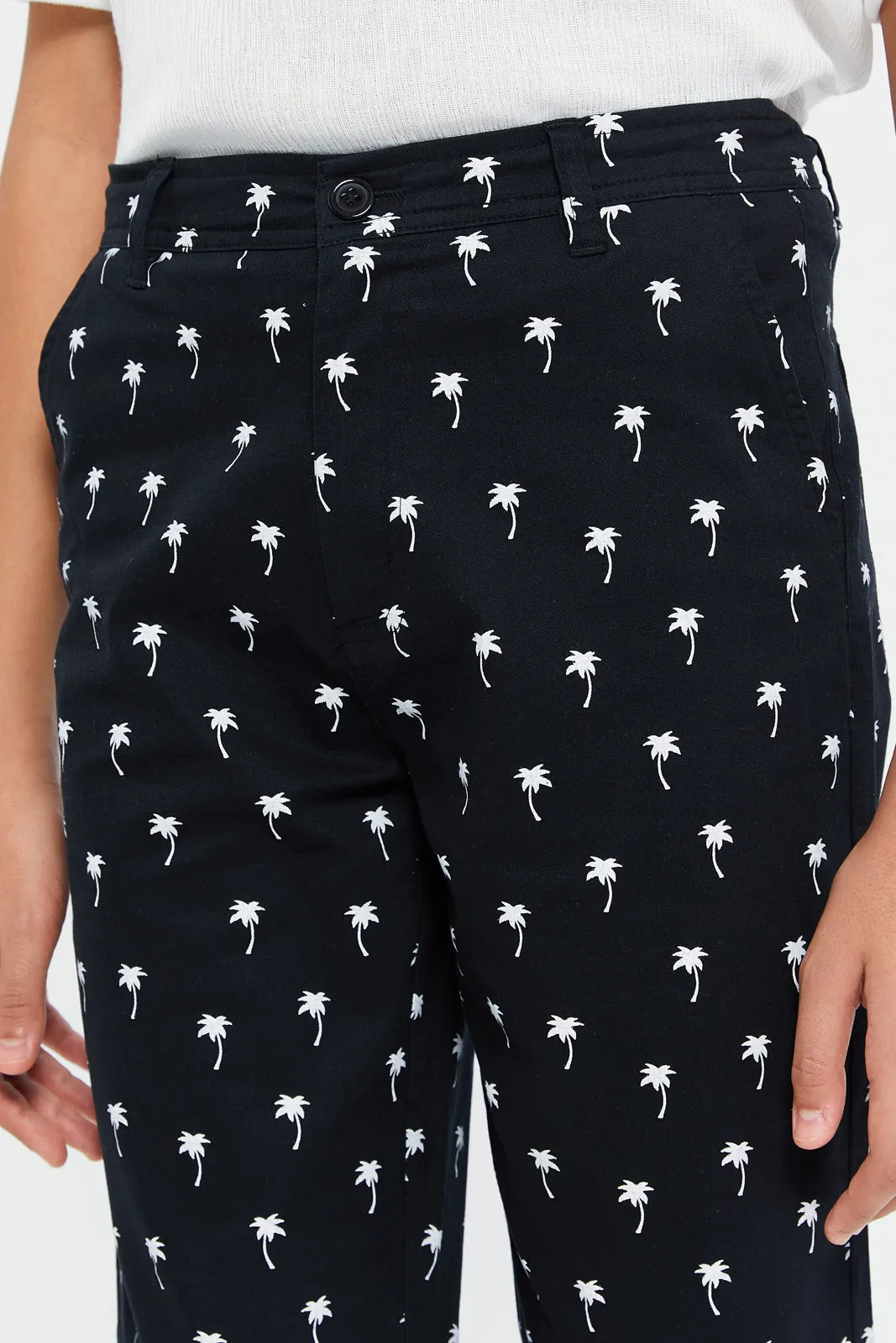 Senior Boys Black Printed Shorts