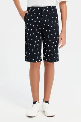 Senior Boys Black Printed Shorts