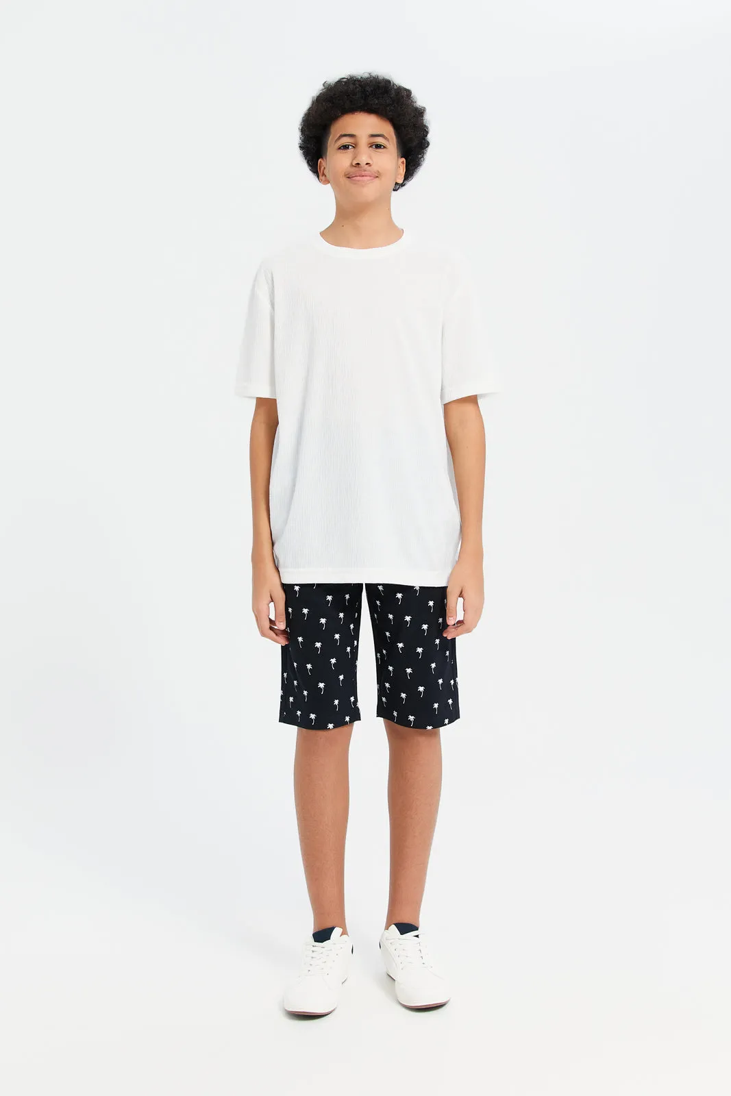 Senior Boys Black Printed Shorts
