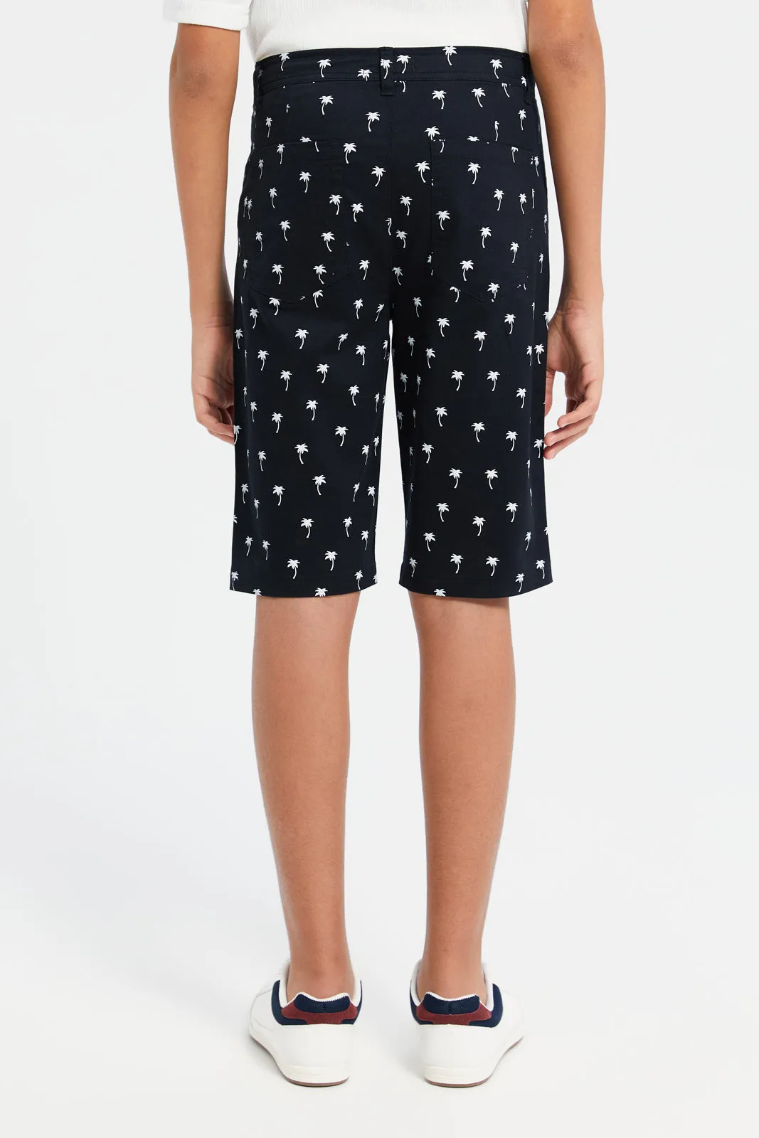Senior Boys Black Printed Shorts