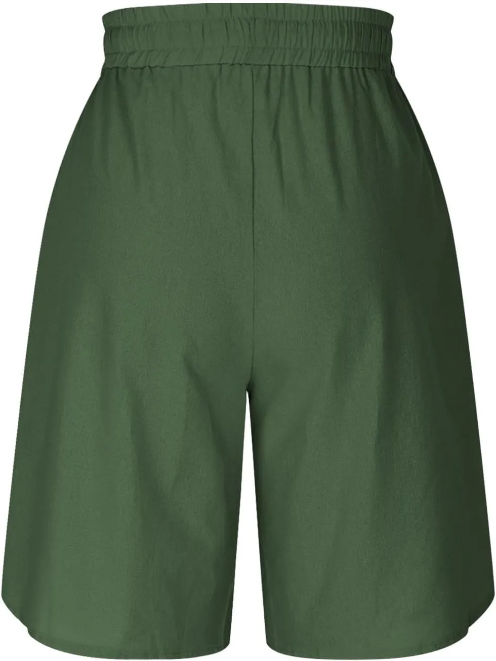 Shorts for Men Elastic Waist Side Buttons and Split Bermuda Shorts Summer Casual Faux Cotton Linen 5 Inch Pants with Pockets