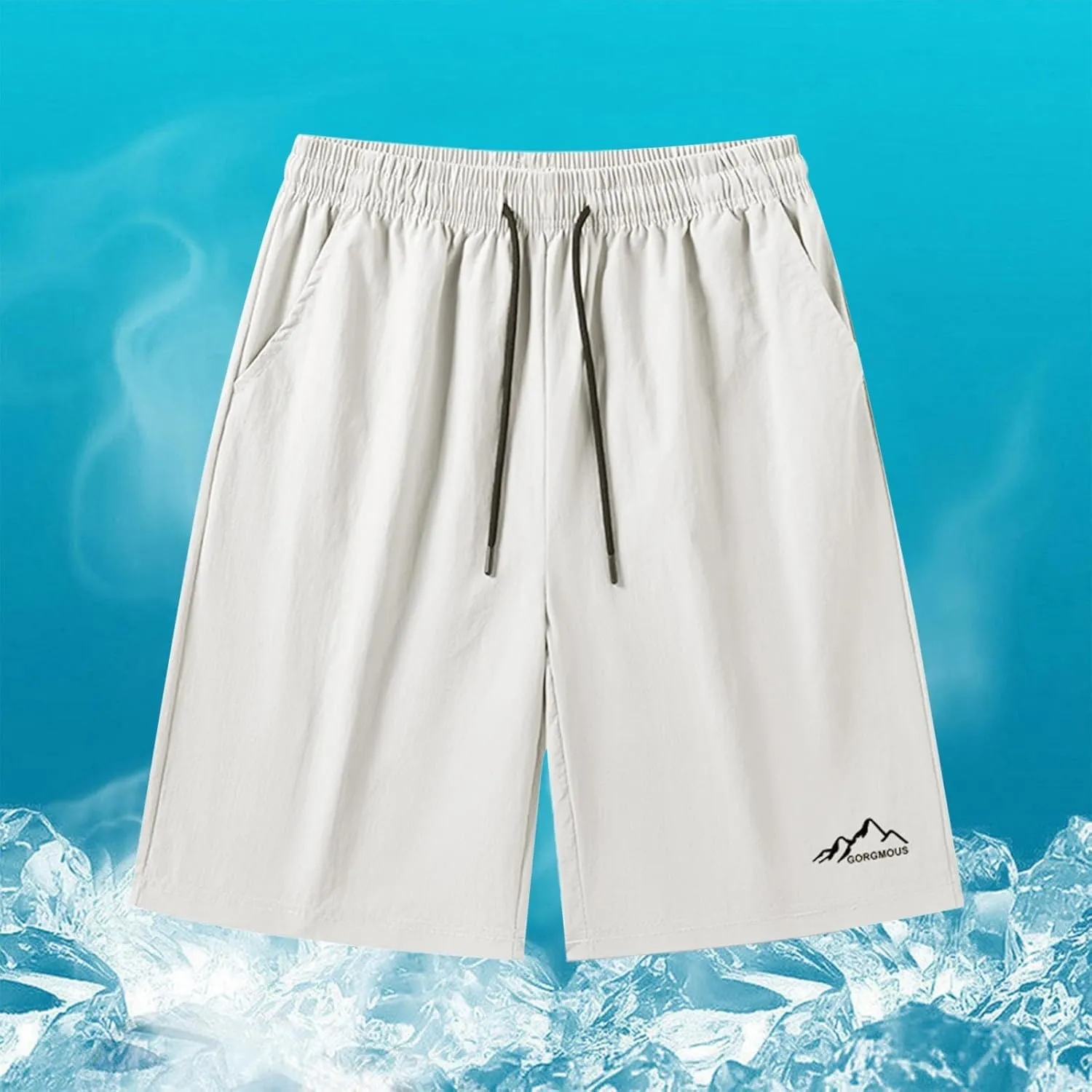 Summer Athletic Shorts for Men Lightweight Quick Dry Elastiic Wasit Casual Shorts Realxed Fit Drawstring Wide Leg Pants