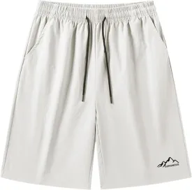 Summer Athletic Shorts for Men Lightweight Quick Dry Elastiic Wasit Casual Shorts Realxed Fit Drawstring Wide Leg Pants