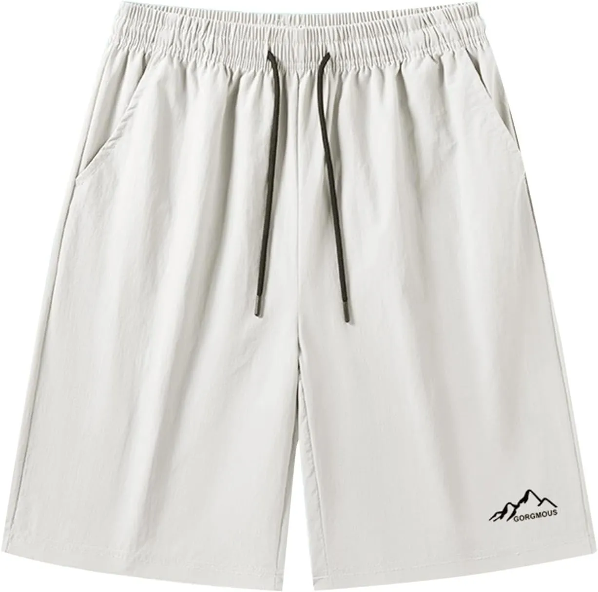 Summer Athletic Shorts for Men Lightweight Quick Dry Elastiic Wasit Casual Shorts Realxed Fit Drawstring Wide Leg Pants